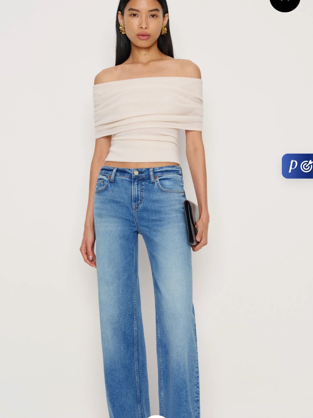 Reformation Greta Super Stretch Low Rise Wide Leg Jean Size 25
